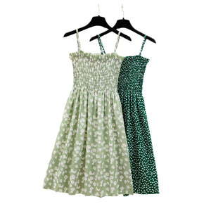 Suspender floral dress women's new French chiffon design sense short print dress - Negative Apparel