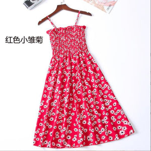 Suspender floral dress women's new French chiffon design sense short print dress - Negative Apparel