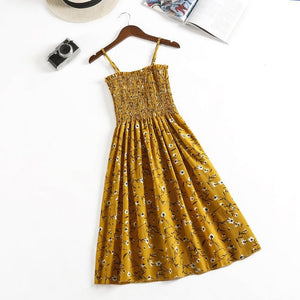 Suspender floral dress women's new French chiffon design sense short print dress - Negative Apparel