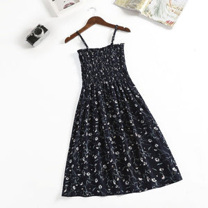 Suspender floral dress women's new French chiffon design sense short print dress - Negative Apparel