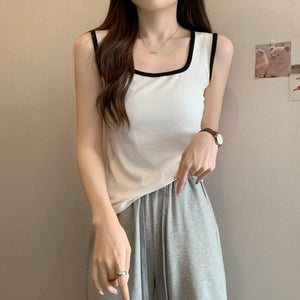 Suspender vest women's sports wear inside and outside Spice Girl foreign style versatile black sleeveless contrasting bottom top women's summer tide - Negative Apparel