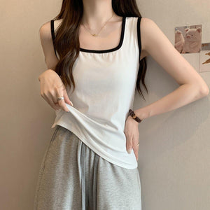 Suspender vest women's sports wear inside and outside Spice Girl foreign style versatile black sleeveless contrasting bottom top women's summer tide - Negative Apparel