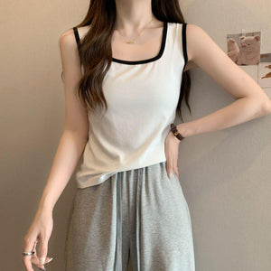 Suspender vest women's sports wear inside and outside Spice Girl foreign style versatile black sleeveless contrasting bottom top women's summer tide - Negative Apparel