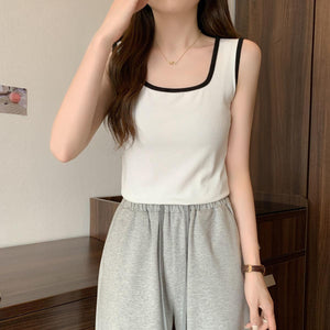 Suspender vest women's sports wear inside and outside Spice Girl foreign style versatile black sleeveless contrasting bottom top women's summer tide - Negative Apparel