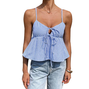 Suspenders striped small vest lace - up YDX1120 - Negative Apparel