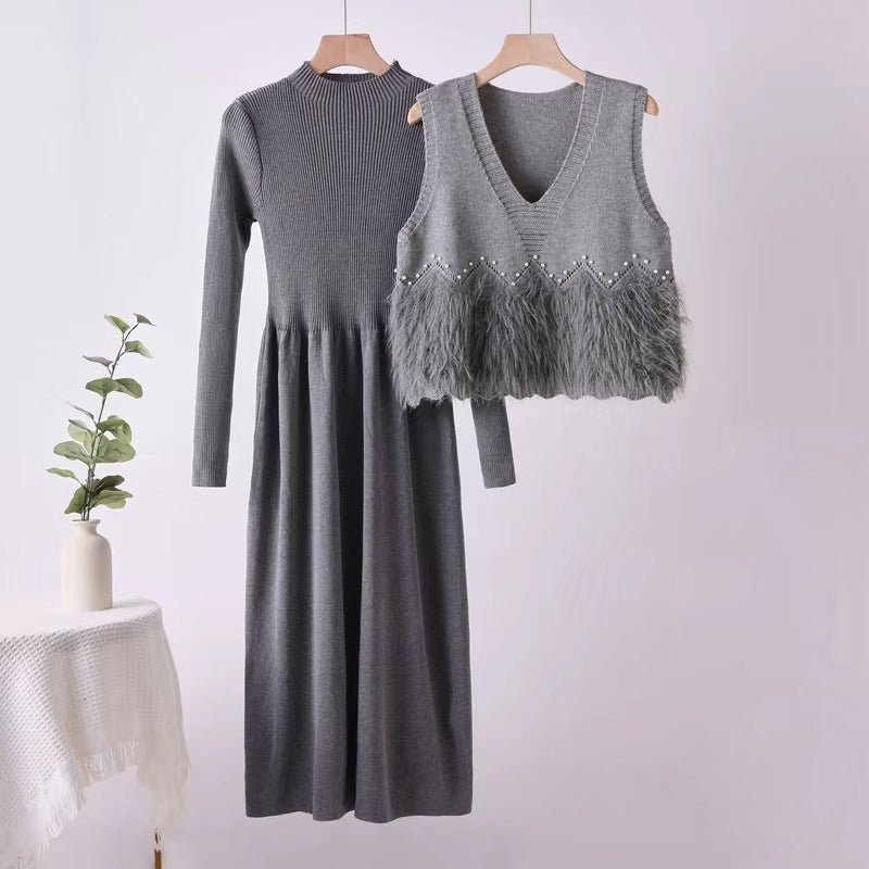 Sweater knitted two - piece set medium and long set skirt - Negative Apparel