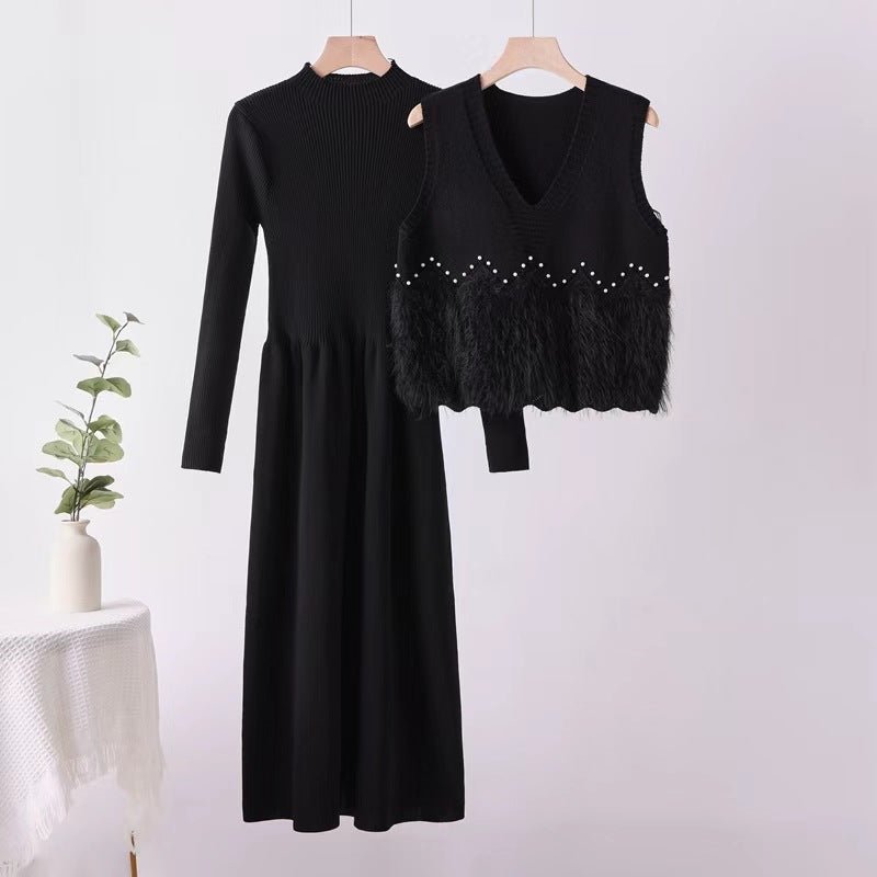 Sweater knitted two - piece set medium and long set skirt - Negative Apparel