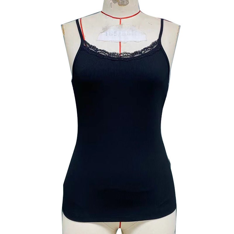 Sxy Black Fishbone Suspender Shirt Lace Top - Negative Apparel