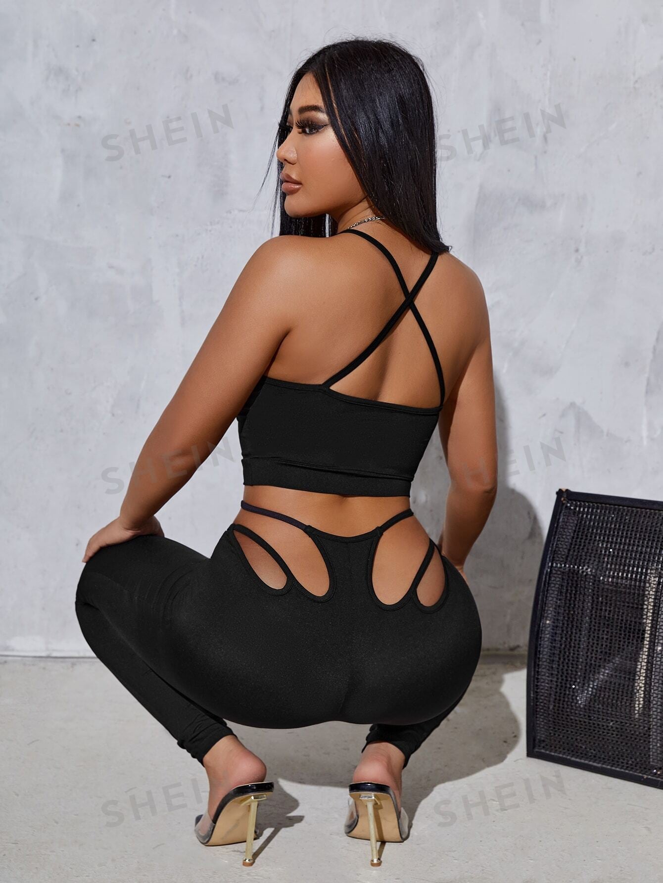 SXY Contrast Mesh Criss Cross Back Cami Top - Negative Apparel