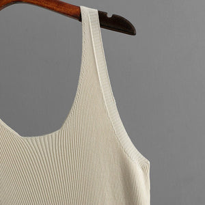 Sxy knitted suspender dress 2025 summer new style solid color back slit dress - Negative Apparel