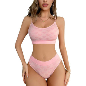 Sxy seamless bra set for women red natal gathered shoulder straps adjustable love design ladies bra panty set - Negative Apparel