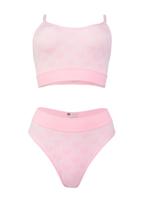 Sxy seamless bra set for women red natal gathered shoulder straps adjustable love design ladies bra panty set - Negative Apparel