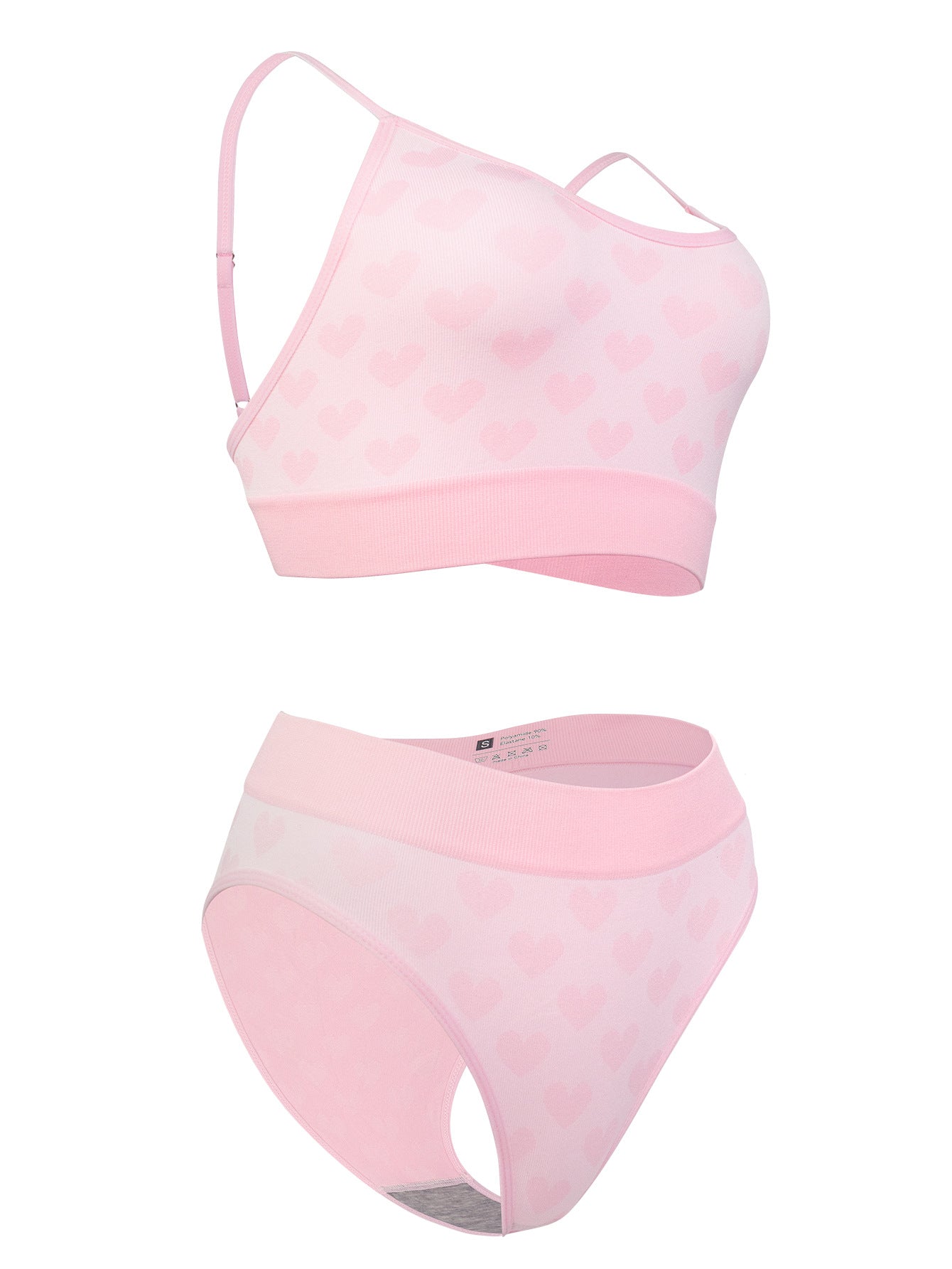 Sxy seamless bra set for women red natal gathered shoulder straps adjustable love design ladies bra panty set - Negative Apparel