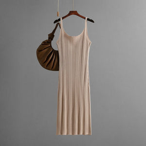 Sxy slim fit waist knitted dress 2025 summer new simple solid color long dress - Negative Apparel