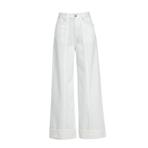 Tencel cotton drape wide - leg pants women's summer thin casual loose fashion thin flanged straight jeans - Negative Apparel