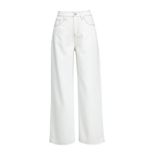 Tencel Hemp Summer Thin Cool Elegant Straight Pants Elastic Waist Skinny Wide Leg Denim Floor Mopping Pants - Negative Apparel