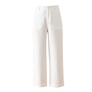 Tencel hemp white wide - leg pants women's straight nine - point casual pants women's elastic waist linen OL professional wide - leg pants new - Negative Apparel