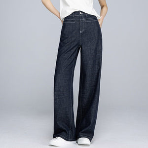 Tencel hemp wide - leg jeans women's summer new denim blue non - fading casual and thin straight - leg pants - Negative Apparel