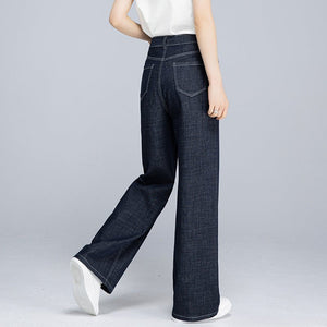 Tencel hemp wide - leg jeans women's summer new denim blue non - fading casual and thin straight - leg pants - Negative Apparel