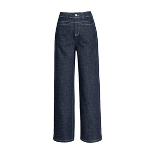 Tencel hemp wide - leg jeans women's summer new denim blue non - fading casual and thin straight - leg pants - Negative Apparel