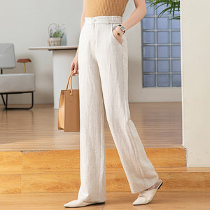 Tencel wide - leg pants summer women's thin high - waisted drape linen casual pants small straight loose floor - mopping trousers - Negative Apparel