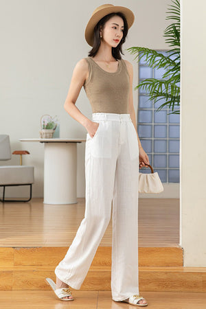 Tencel wide - leg pants summer women's thin high - waisted drape linen casual pants small straight loose floor - mopping trousers - Negative Apparel