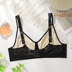 The Alluring Contour | Plus Size Black Lace Splicing Bra - Negative Apparel