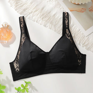 The Alluring Contour | Plus Size Black Lace Splicing Bra - Negative Apparel