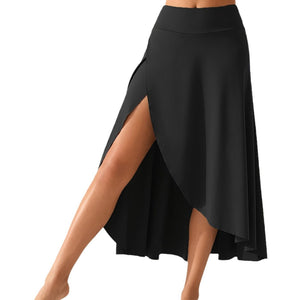 The Asymmetrical Grace | Women's Irregular Hem Lettuce Edge Midi Skirt - Negative Apparel