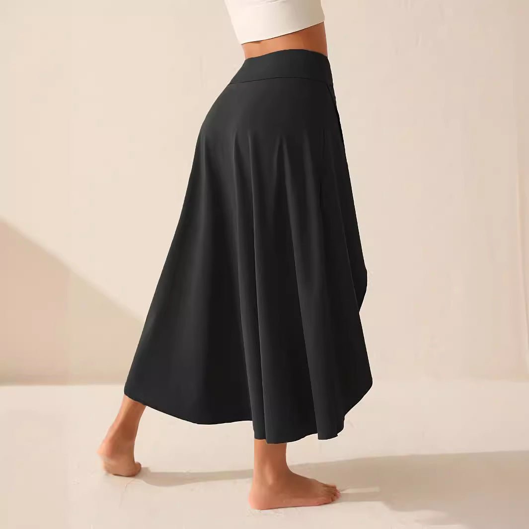 The Asymmetrical Grace | Women's Irregular Hem Lettuce Edge Midi Skirt - Negative Apparel