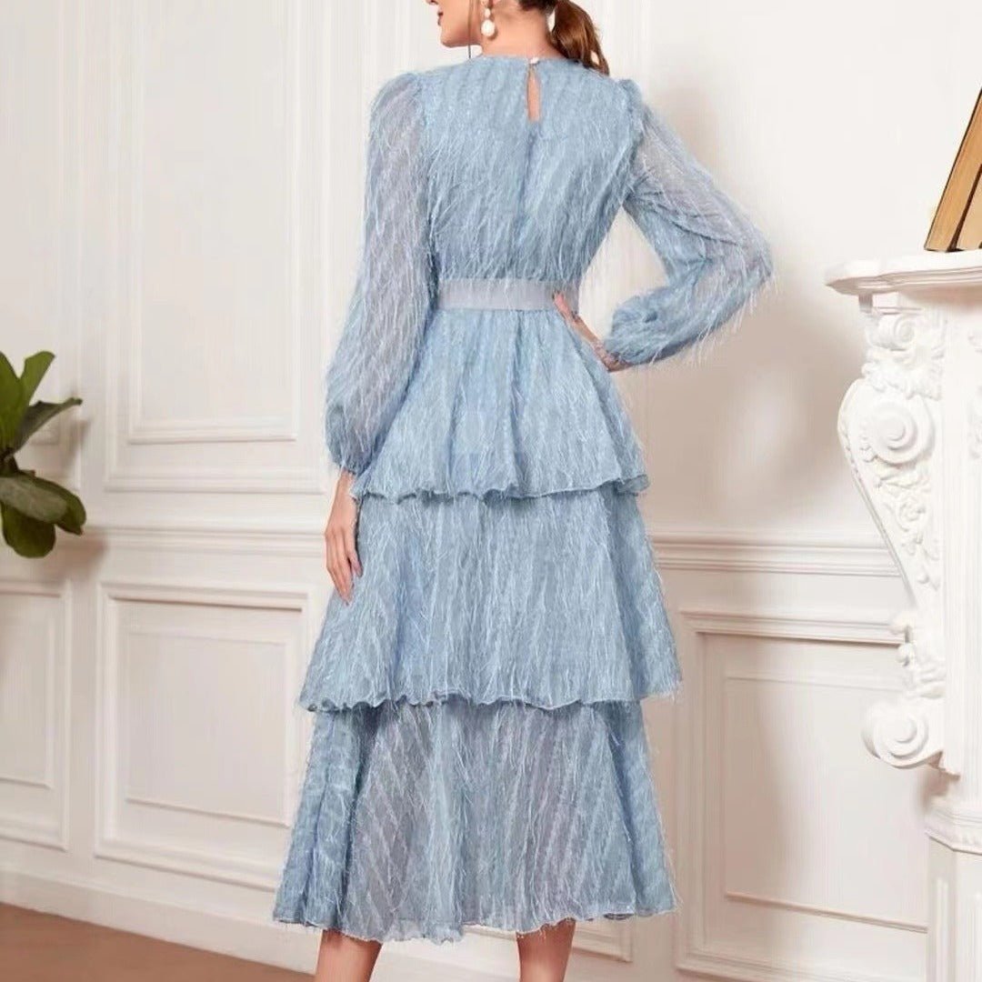 The Azure Ethereal | French Vintage Lace Maxi Dress - Negative Apparel