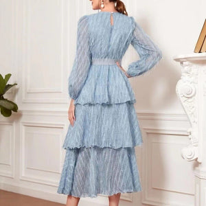 The Azure Ethereal | French Vintage Lace Maxi Dress - Negative Apparel
