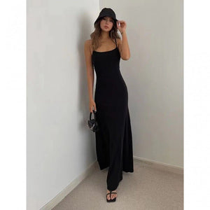 The Backless Siren | Women's Sleeveless High - Waist Bodycon Maxi Dress - Negative Apparel
