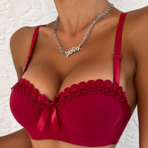 The Butterfly Charm | Women's Embroidered Butterfly Lace Underwire Push - Up Bra - Negative Apparel