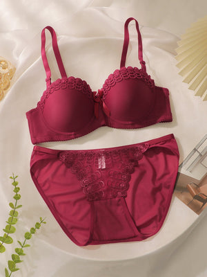 The Butterfly Whisper | Embroidered Floral Lingerie Set with Underwire - Negative Apparel