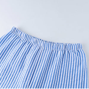 The Coastal Chic | Striped 3 - Piece Cotton - Blend Loungewear Set - Negative Apparel