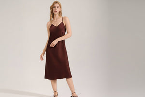 The Coffee Serenity | Women's Simple Satin Suspender Maxi Nightdress - Negative Apparel