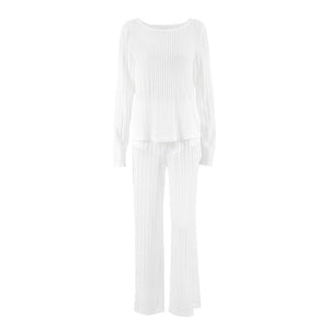 The Cozy Cloud Set | Women's Knit Hollow Long - Sleeve Pajama Set - Negative Apparel