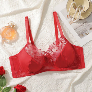 The Crimson Lace | Plus Size Lace Gather Bra - Negative Apparel