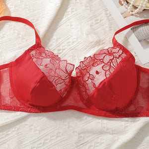 The Crimson Lace | Plus Size Lace Gather Bra - Negative Apparel