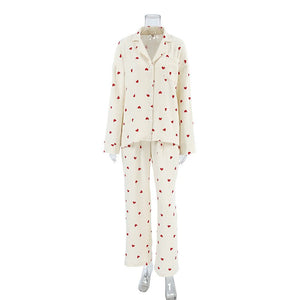 The Dreamer’s Duo | 100% Cotton Heart - Print Pajama Set - Negative Apparel