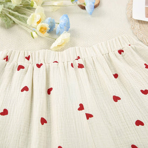 The Dreamer’s Duo | 100% Cotton Heart - Print Pajama Set - Negative Apparel