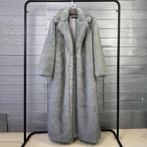 The Faux Fox Overlord | Women's Long Faux Fur Oversized Blazer Coat - Negative Apparel