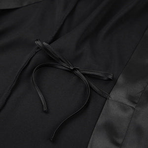 The Feather Satin | Solid Color V - Neck Long Cardigan Robe - Negative Apparel