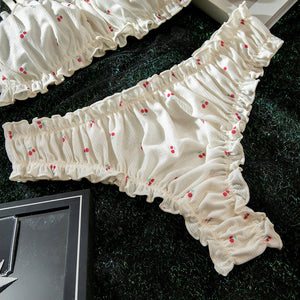 The Flora Ruche | Milk Silk Ruffle Crop & Intimates Set - Negative Apparel