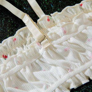 The Flora Ruche | Milk Silk Ruffle Crop & Intimates Set - Negative Apparel