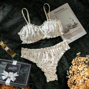 The Flora Ruche | Milk Silk Ruffle Crop & Intimates Set - Negative Apparel