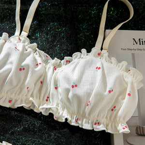 The Flora Ruche | Milk Silk Ruffle Crop & Intimates Set - Negative Apparel