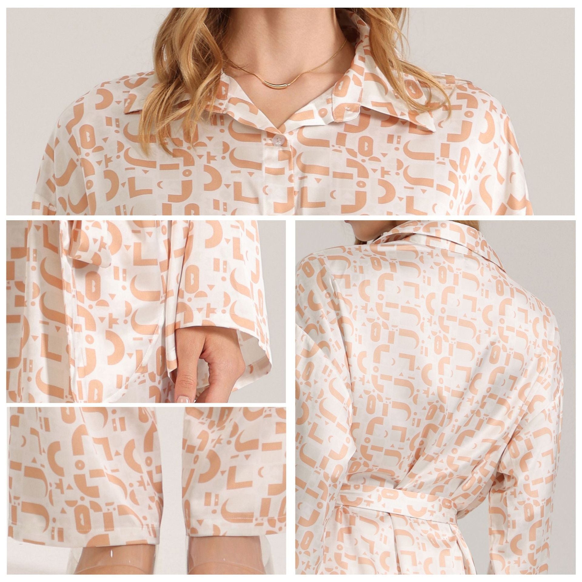 The Floral Luxe | Women's Printed Satin Long - Sleeve Top & Long Pants Pajama Set - Negative Apparel