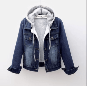 The Fur Accent Denim | Women's Big Fur Collar Loose Short Denim Jacket FD - Negative Apparel